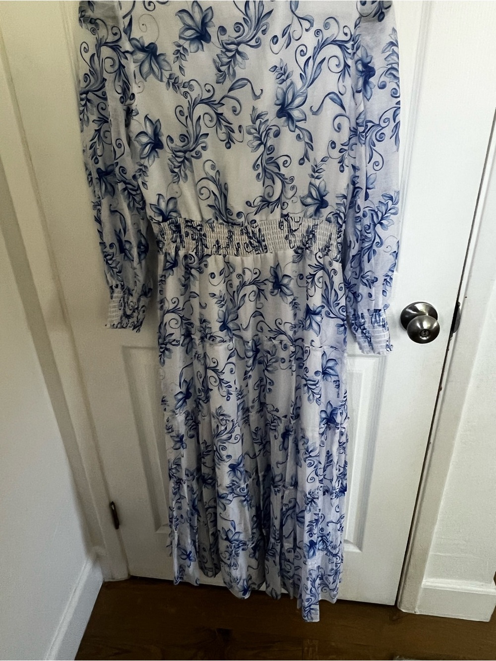MSK White Maxi Dress with Blue Floral Print - Picture 7 of 8